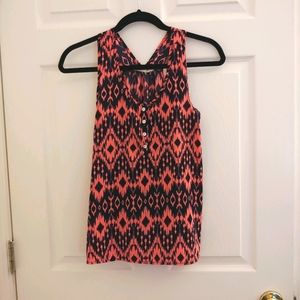 Pink & navy Aztec print tank